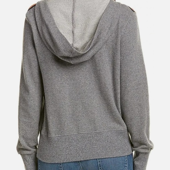 Splendid Sweatshirt Hoodie Striped Trim Lace Up Front Size L - Picture 8 of 8